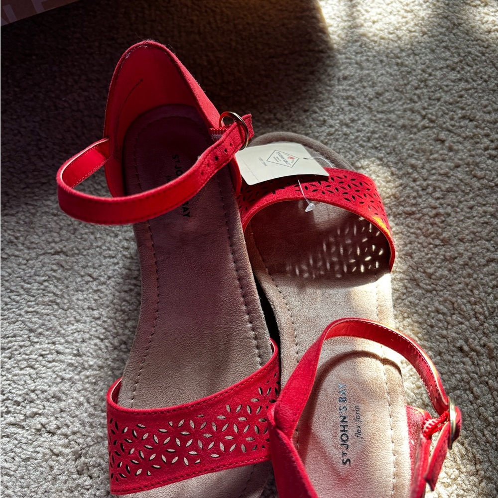 St. John Red Open-Toe Heels - Picture 4 of 5